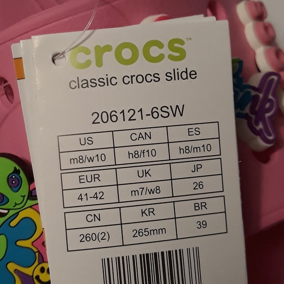 (New) Crocs Lisa Frank Jibbitz & Crocs Slides Set (W10/M8) (Taffy Pink) - Picture 6 of 6